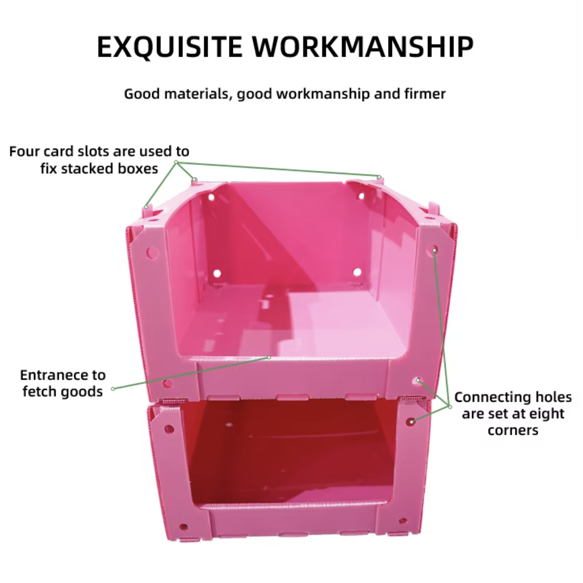 Custom Coroplast Picking Bins Stackable Warehouse Storage Bins Open Front Plastic Shelf Bins For Clothing Picking