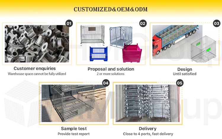 Optimized Logistics Turnover Easy Maneuvering Steel Structure Collapsible Roller Metal Container