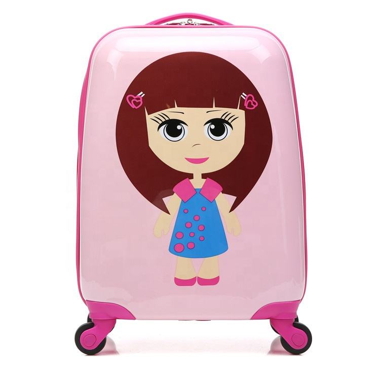 16 Inch Purple Animal Cartoon Surface Design Trolley Suitcase Pc Printed Hard Shell Baggage Kids Luggages