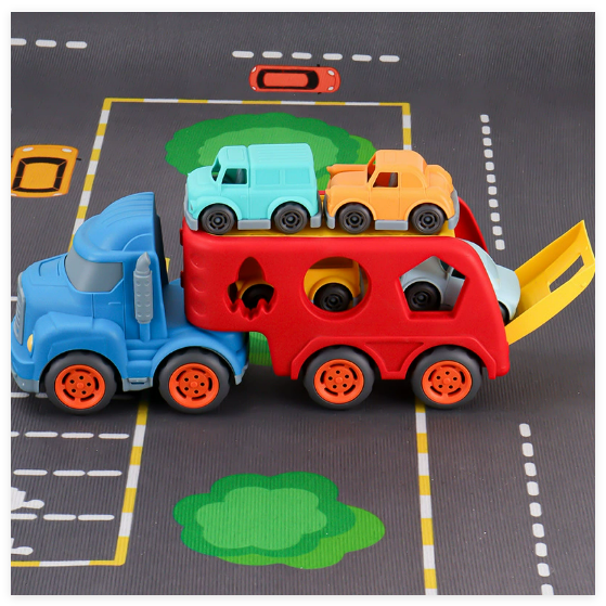 Boxed ABS Cute Sliding Cartoon Transportation Trailer with Geometric-shaped Puzzle Pieces Toys Portable