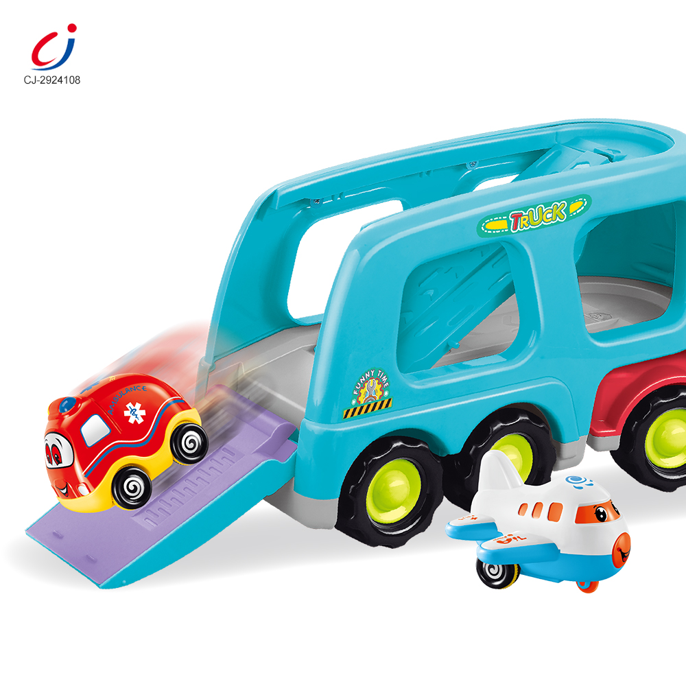 Chengji Toddler Vehicle Toys Transport Car Carrier Truck Set 3 In1 Cartoon Friction Construction Carrier Truck Transport Car Toy