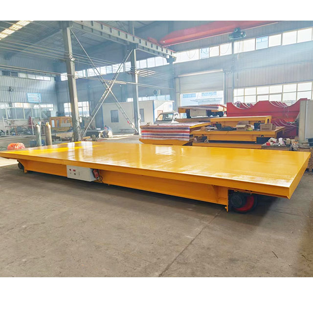 Heavy Duty Rubber Wheel Battery Powered Trackless 10 Tons Electric Flat Transfer Carts