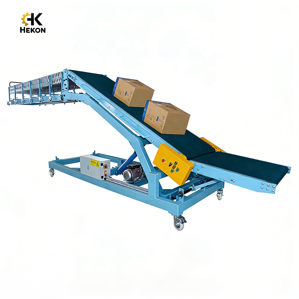HEKON Automated Movable Container Truck Belt Loading and Unloading Extendable Roller Container Truck Conveyor