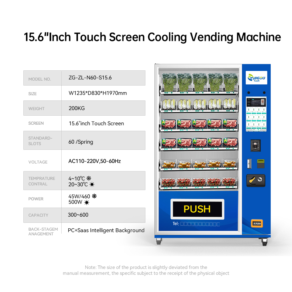 Zhi Gou Tech AI-powered SDK-enabled Smart Vending Machines 15.6inch Touchscreen Cloud-Based Management 5G/Wi-Fi Food Fruit