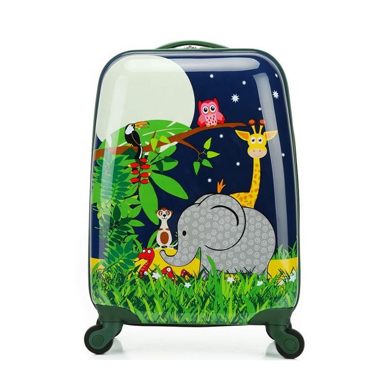 16 Inch Purple Animal Cartoon Surface Design Trolley Suitcase Pc Printed Hard Shell Baggage Kids Luggages