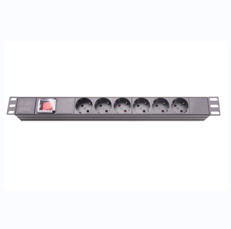 Power Distribution Units 19 Inch Germany Schuko Type PDU 6 Ways Socket V/A Meter CE Certificated Aluminum Alloy Full Brass