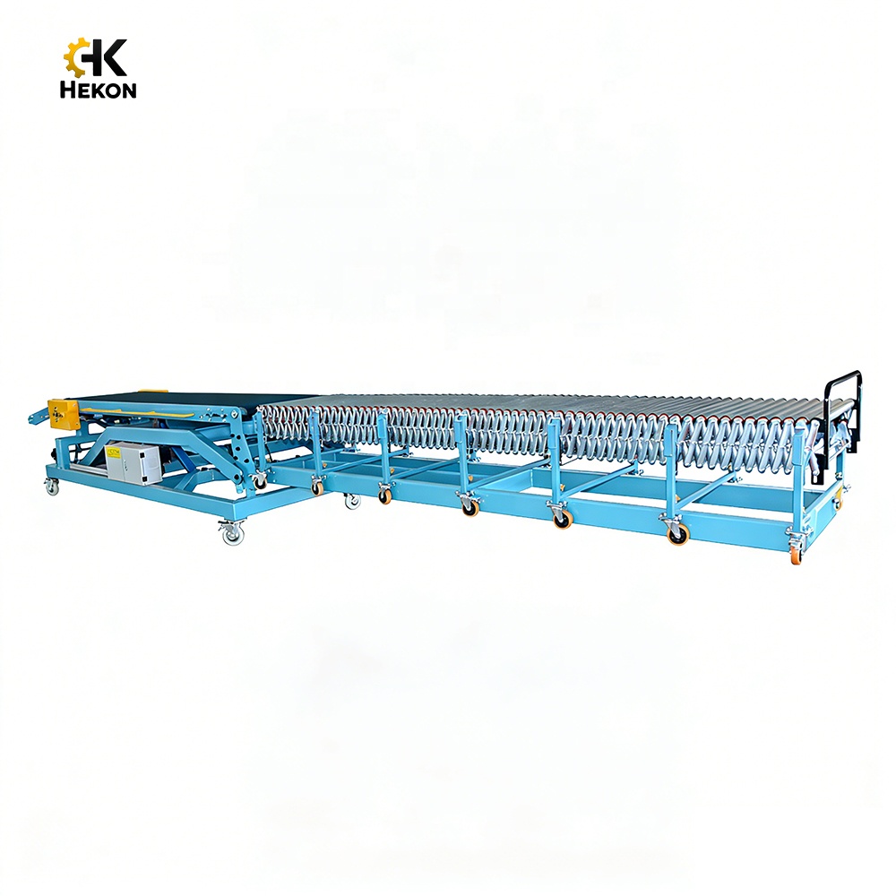 HEKON Automated Movable Container Truck Belt Loading and Unloading Extendable Roller Container Truck Conveyor
