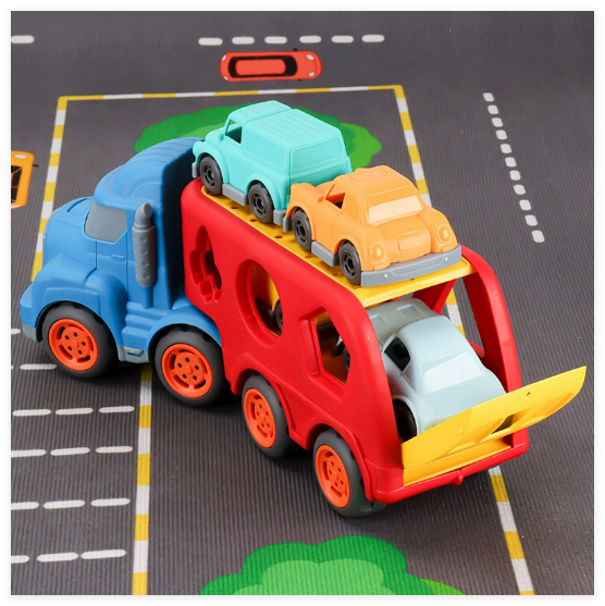Boxed ABS Cute Sliding Cartoon Transportation Trailer with Geometric-shaped Puzzle Pieces Toys Portable