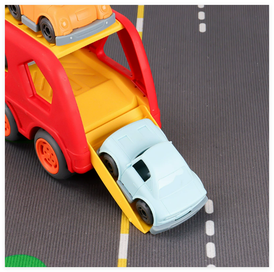 Boxed ABS Cute Sliding Cartoon Transportation Trailer with Geometric-shaped Puzzle Pieces Toys Portable