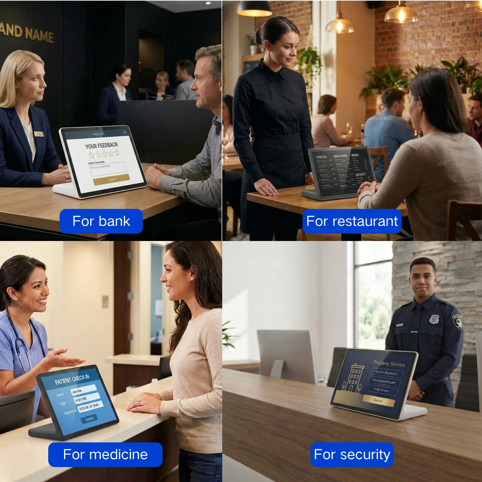 Self-Service Check-out 11" L-Type Android Kiosk With NFC RFID Reader PoE For Self-service Payment &amp; Loyalty Program
