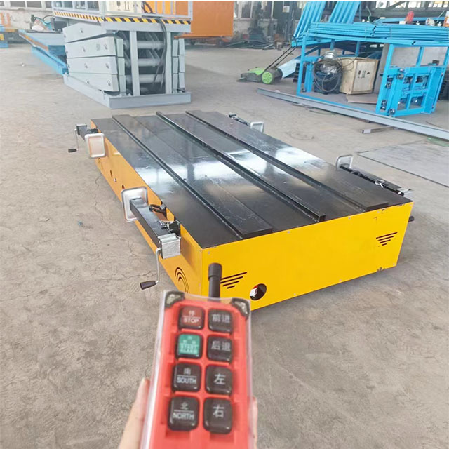 Heavy Duty Rubber Wheel Battery Powered Trackless 10 Tons Electric Flat Transfer Carts