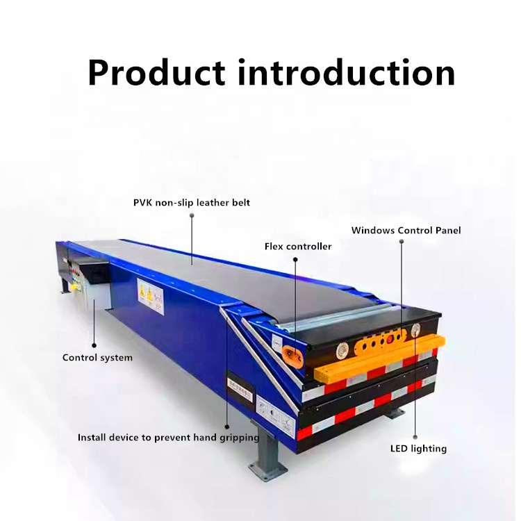 Mobile Transfer Container Retractable Belt Conveyor Adjustable Speed for Warehouse Truck Loading/Unloading Ramps