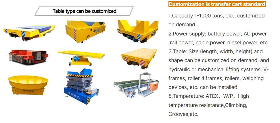 New Battery Powered Platform Cargo Transfer Cart on Rail for Warehouse and Manufacturing Plant Use