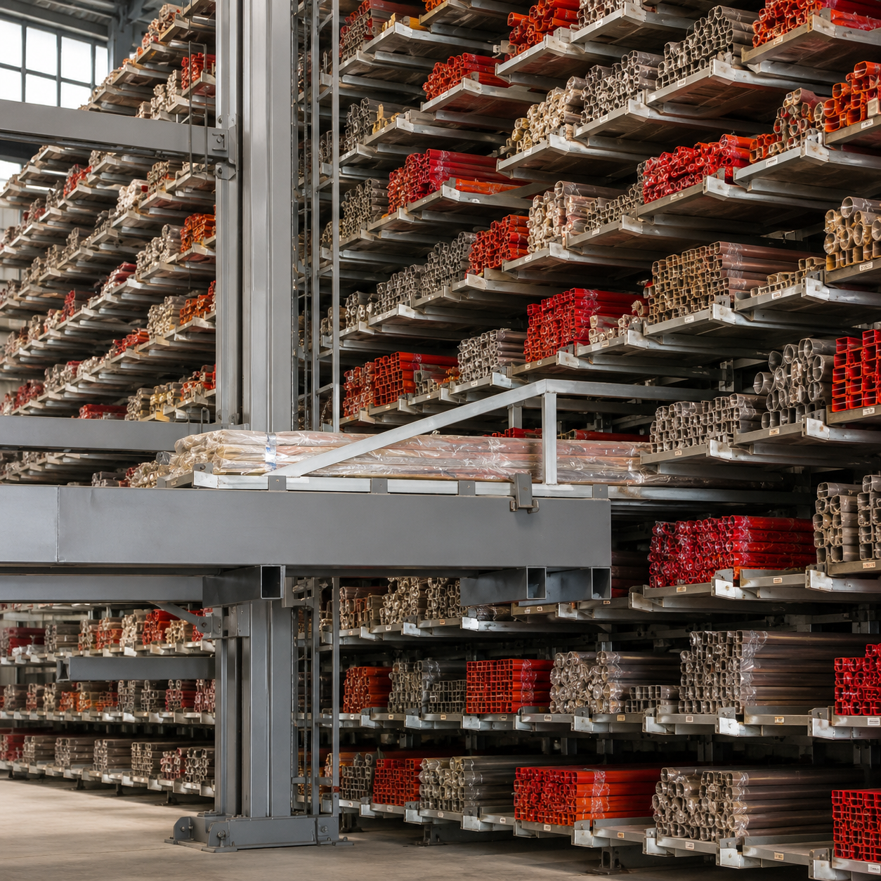 Automated Intelligent Logistics Storage AS/RS System Stereoscopic Warehouse Honeycomb Long Material Storage