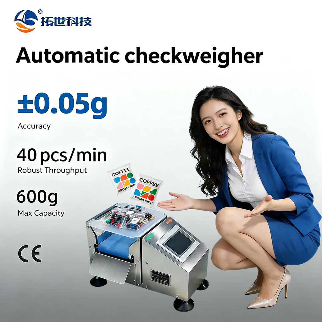 Small Check Weigher Machine, Automatic Weight Sorting &amp; Checker For Packaging Line, High Precision 0.05g Dynamic Weighing