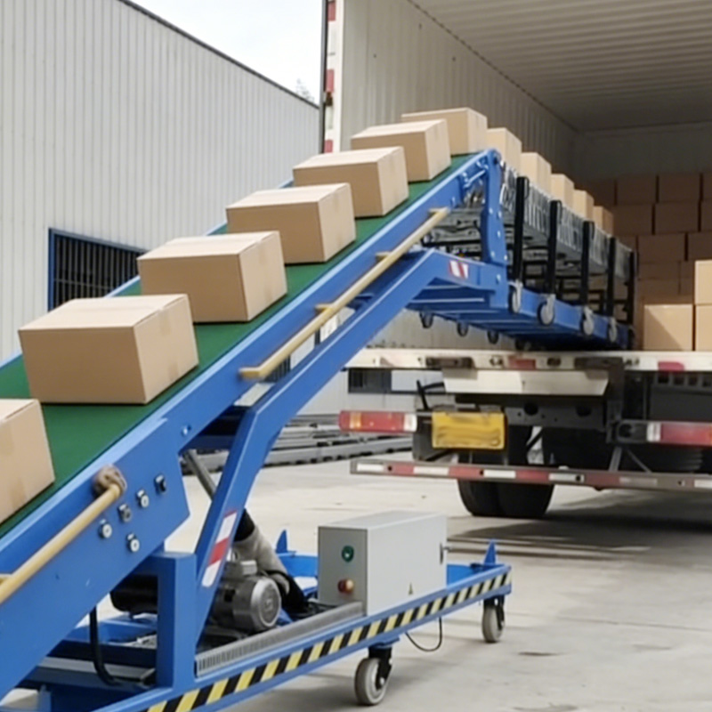 Warehouse Shipping Conveyor Belt Dock Transfer System Expandable Cargo Movement Conveyor
