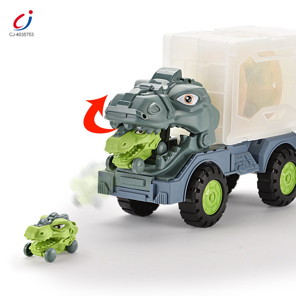 Chengji Truck Toys Organizer Storage Kids Simulation Cartoon Dinosaur Egg Sliding Dinosaur Truck Transport Car Carrier Toy