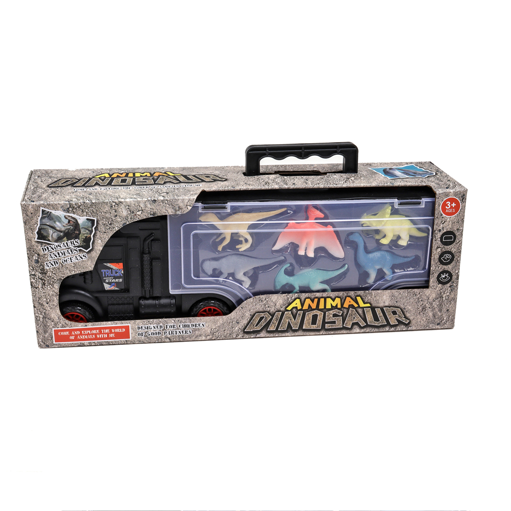 Promotion Birthday Gifts Cartoon Mini Marine Animal Dinosaur Transport Trailer Plastic Container Sliding Truck Toys for Children