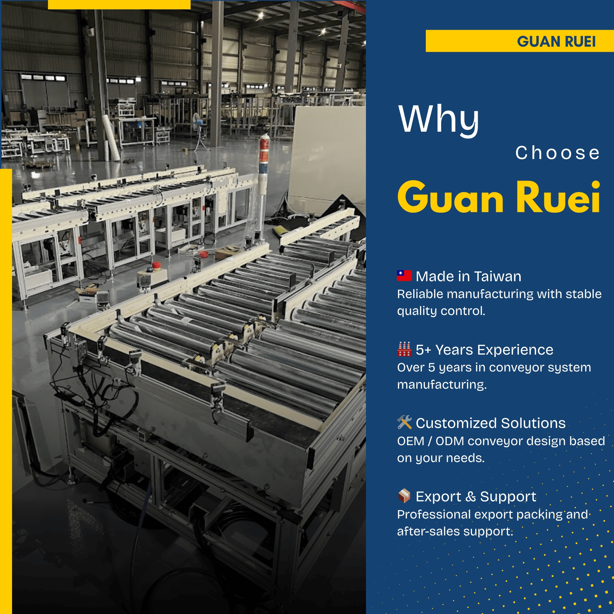 High-Load Stainless Steel Anodized Durable Roller Conveyor Adjustable Speed ODM Service Automated Material Flow Assembly Testing