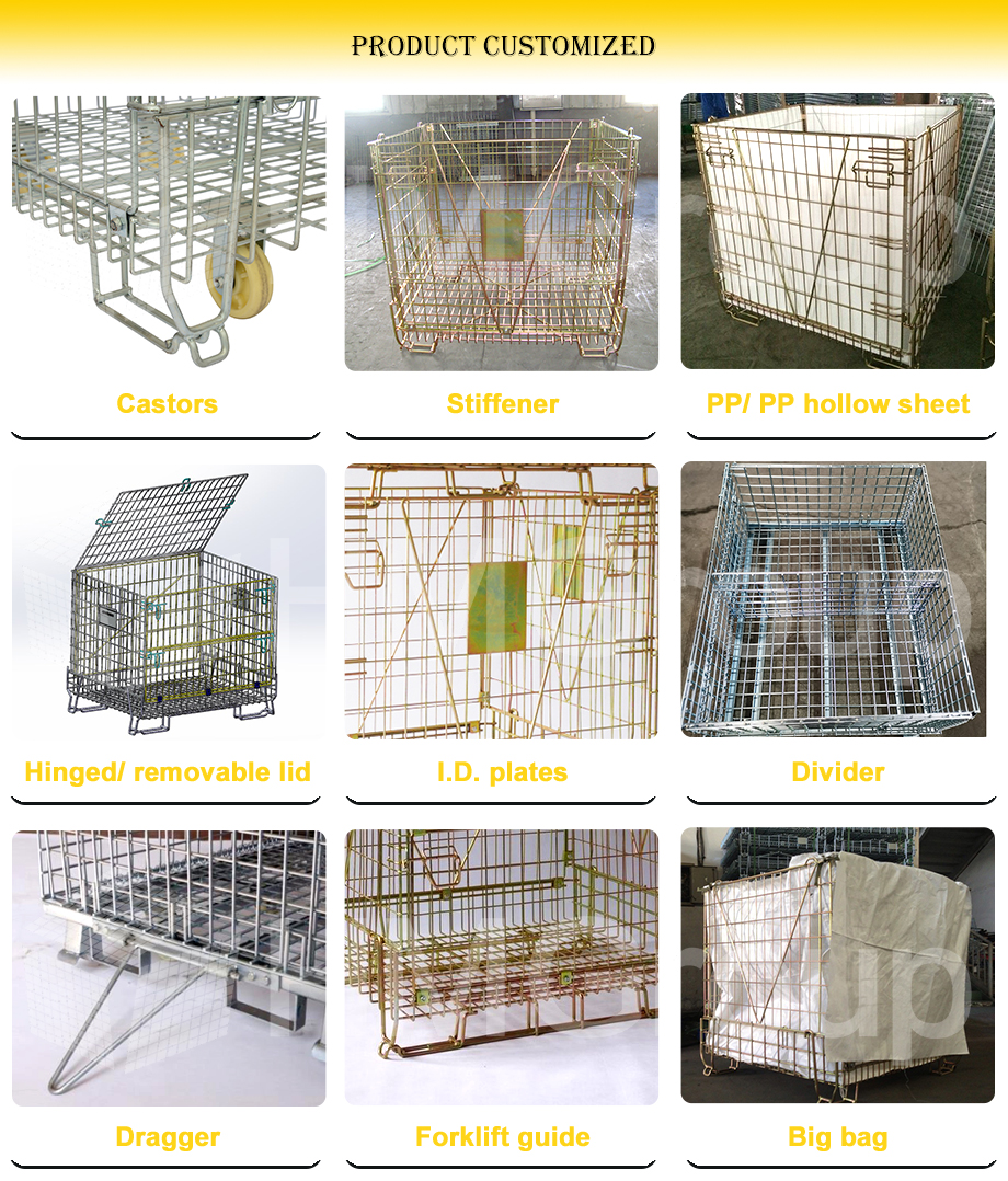 Optimized Logistics Turnover Easy Maneuvering Steel Structure Collapsible Roller Metal Container