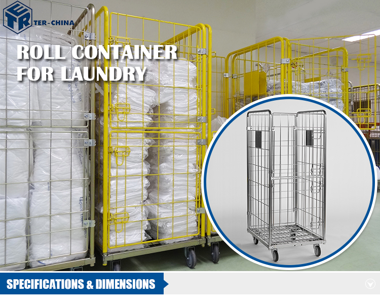 Laundry Roll Cage L710xD800xH1800mm Galvanized Logistic Roll Container Trolley