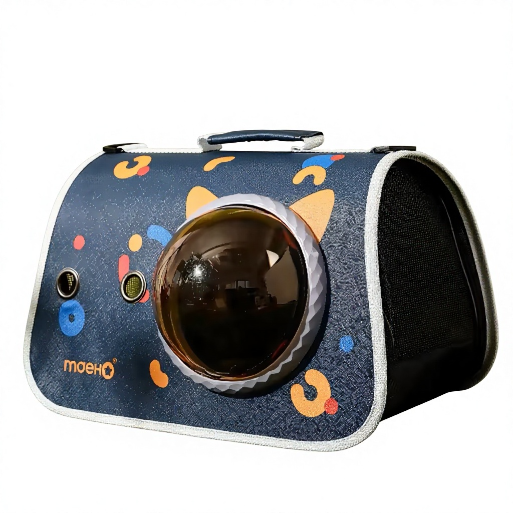 Bulk Order Pet Carrier Backpack Foldable Cartoon Pattern Space Capsule Shape Stress Reducing Shower Window 3-Sided Ventilation