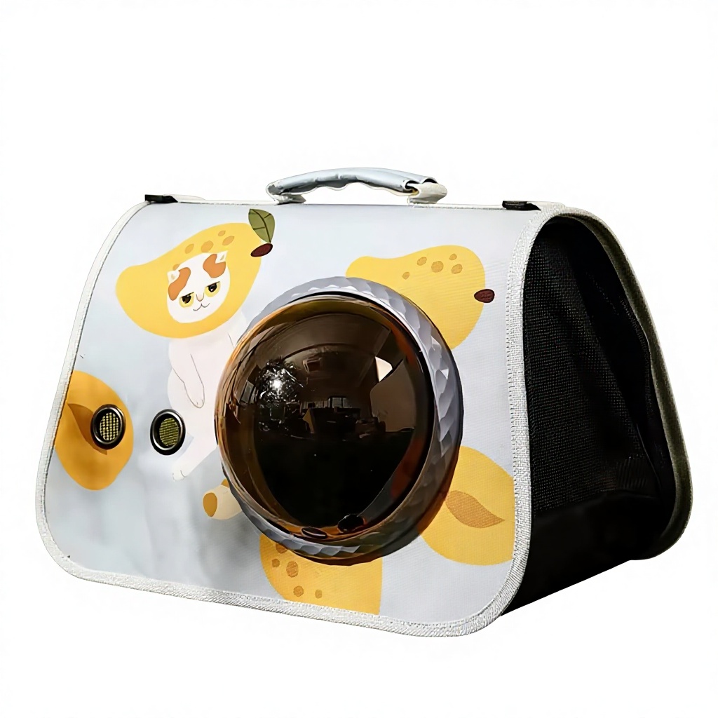 Bulk Order Pet Carrier Backpack Foldable Cartoon Pattern Space Capsule Shape Stress Reducing Shower Window 3-Sided Ventilation