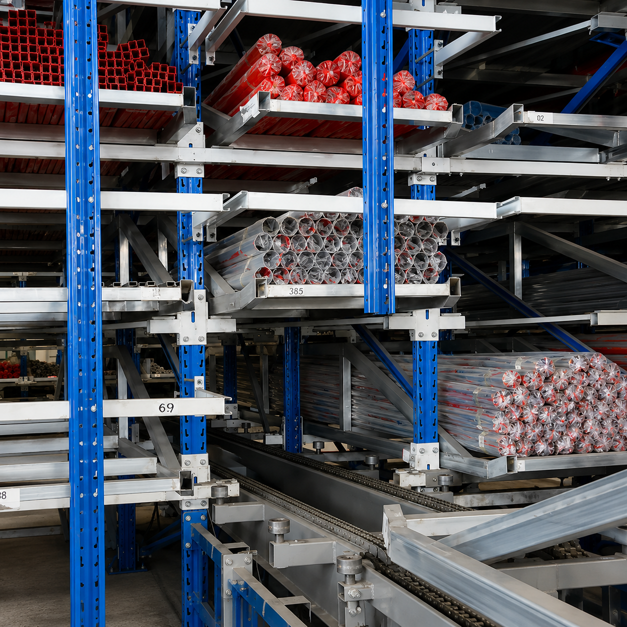 Automated Intelligent Logistics Storage AS/RS System Stereoscopic Warehouse Honeycomb Long Material Storage