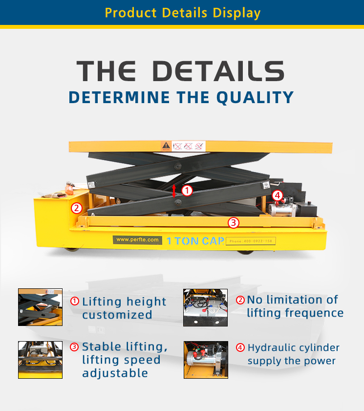 Bulk Container Loading Equipment Hydraulic Lift Platform Transfer Cart / Warehouse Lifting Equipment