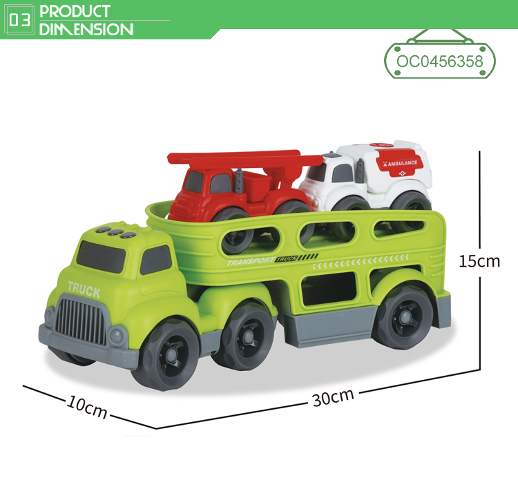 Free Wheel Cartoon Large Plastic Toy Truck Transport Car for Kids