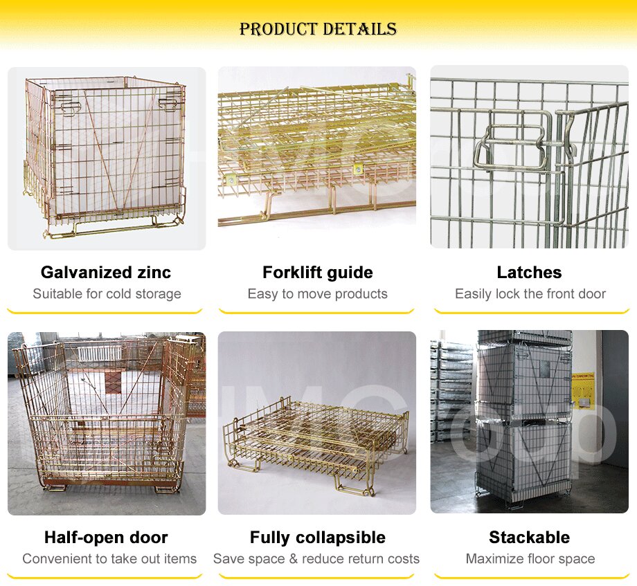 Optimized Logistics Turnover Easy Maneuvering Steel Structure Collapsible Roller Metal Container