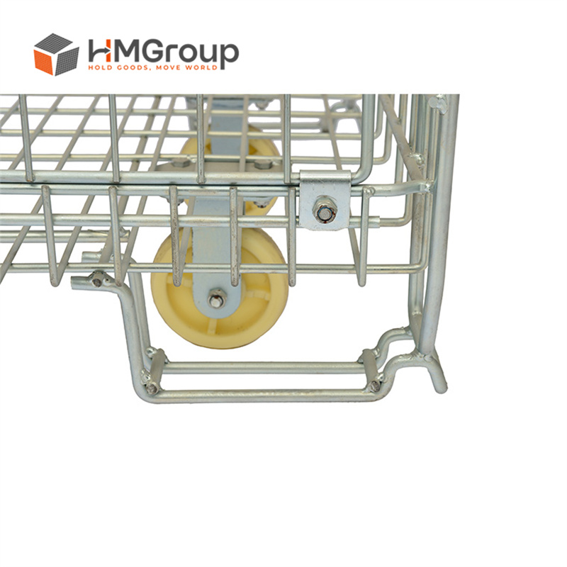 Optimized Logistics Turnover Easy Maneuvering Steel Structure Collapsible Roller Metal Container