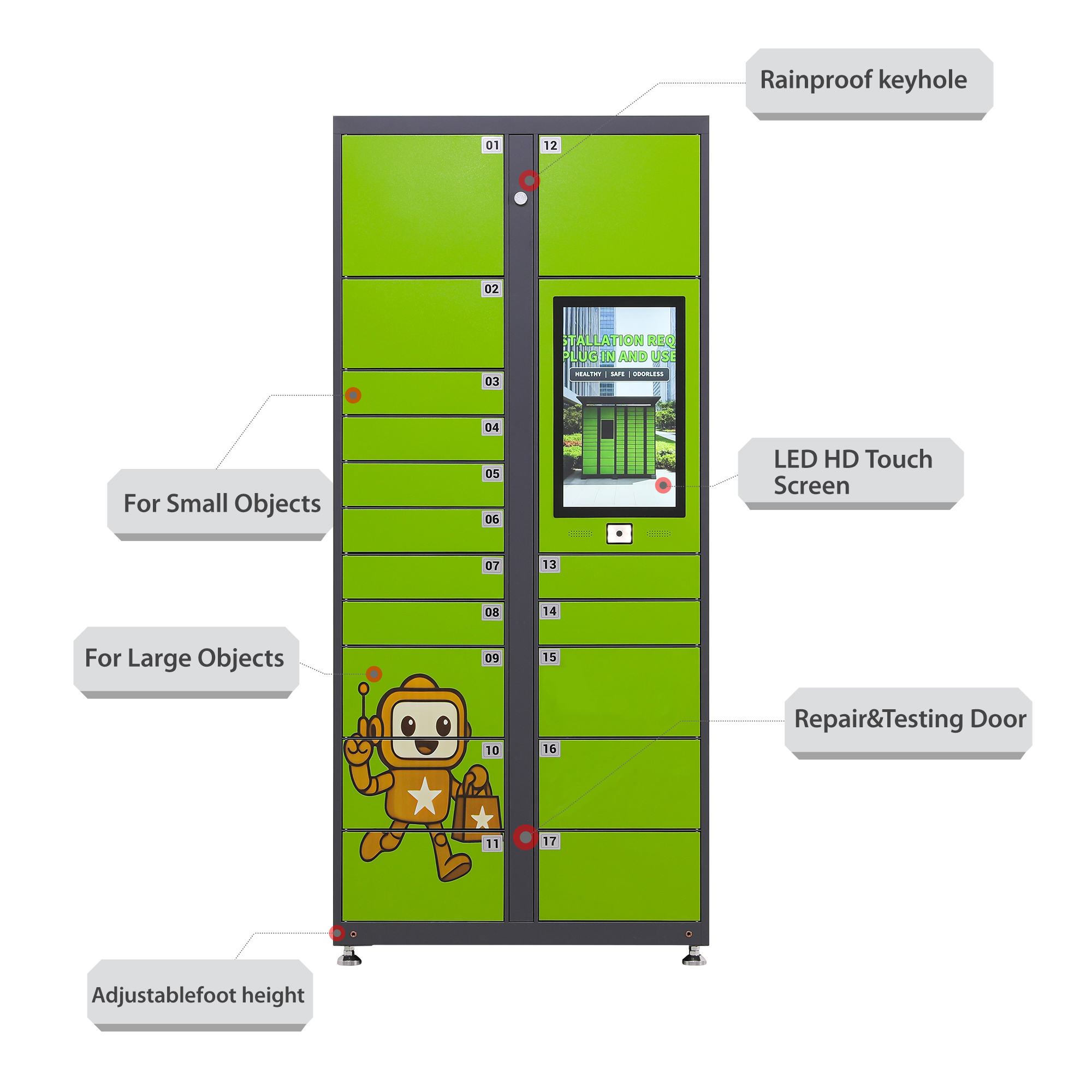 Customized Intelligent Express Cabinet Smart Parcel Locker With Touch Screen For Self Pick Up Delivery Express
