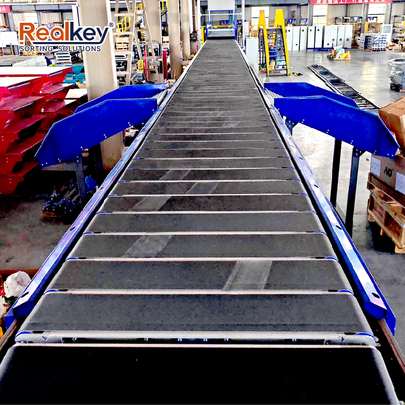 Narrow Belt Sorter Labor Saved Footprint Layout Order Fulfillment Design Automatic