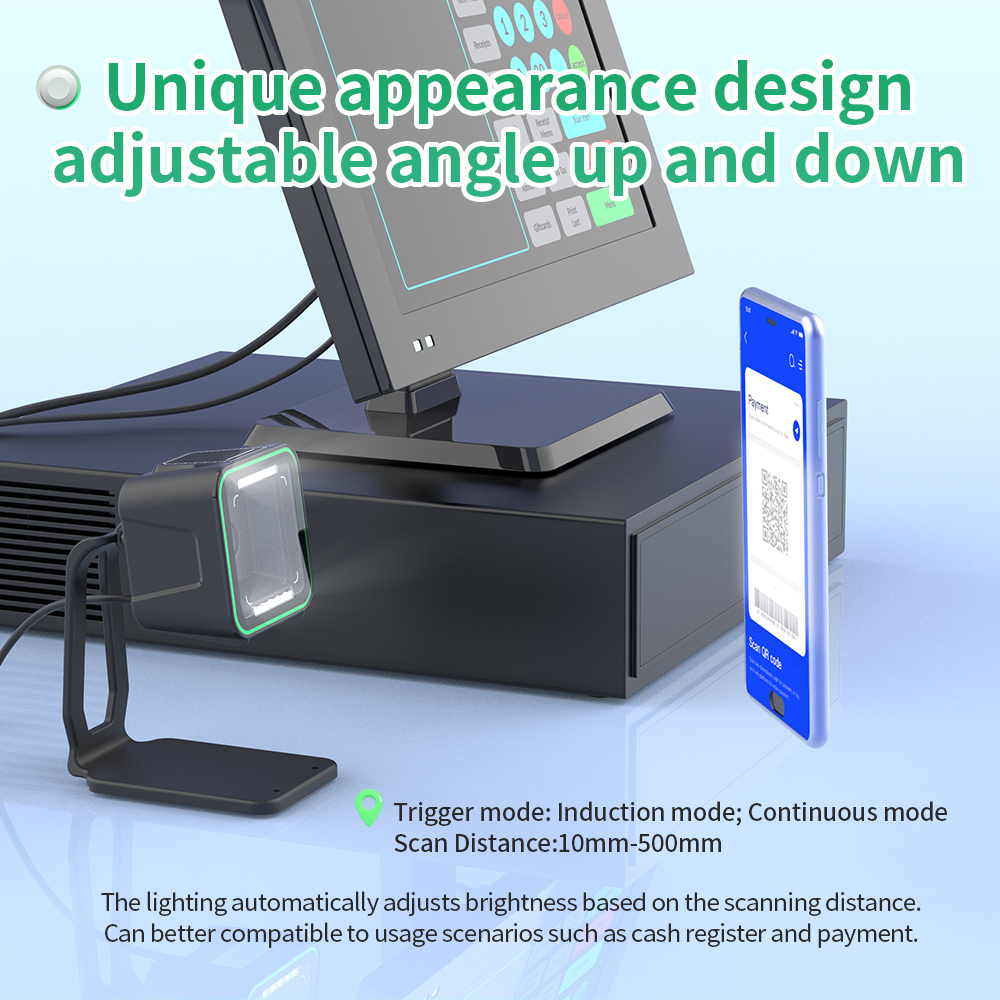 Xincode QR Omnidirectional Desktop Barcode Scanner USB 1D And 2D Scan Price Bar Code Reader Pos Scanners For Supermarket Shop