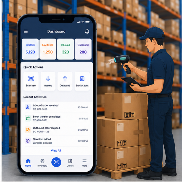 Smart Internet-enabled Warehouse Management Software MAC Mobile App Integration for Inventory Tracking Order Fulfillment