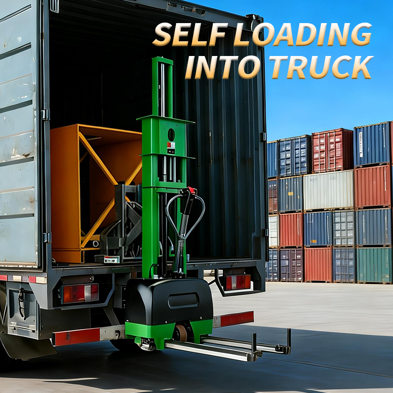 Electric Self Loading Pallet Stacker 1000kg Lithium Battery 1600mm Lift Compact Design Easy Operation for Warehouse
