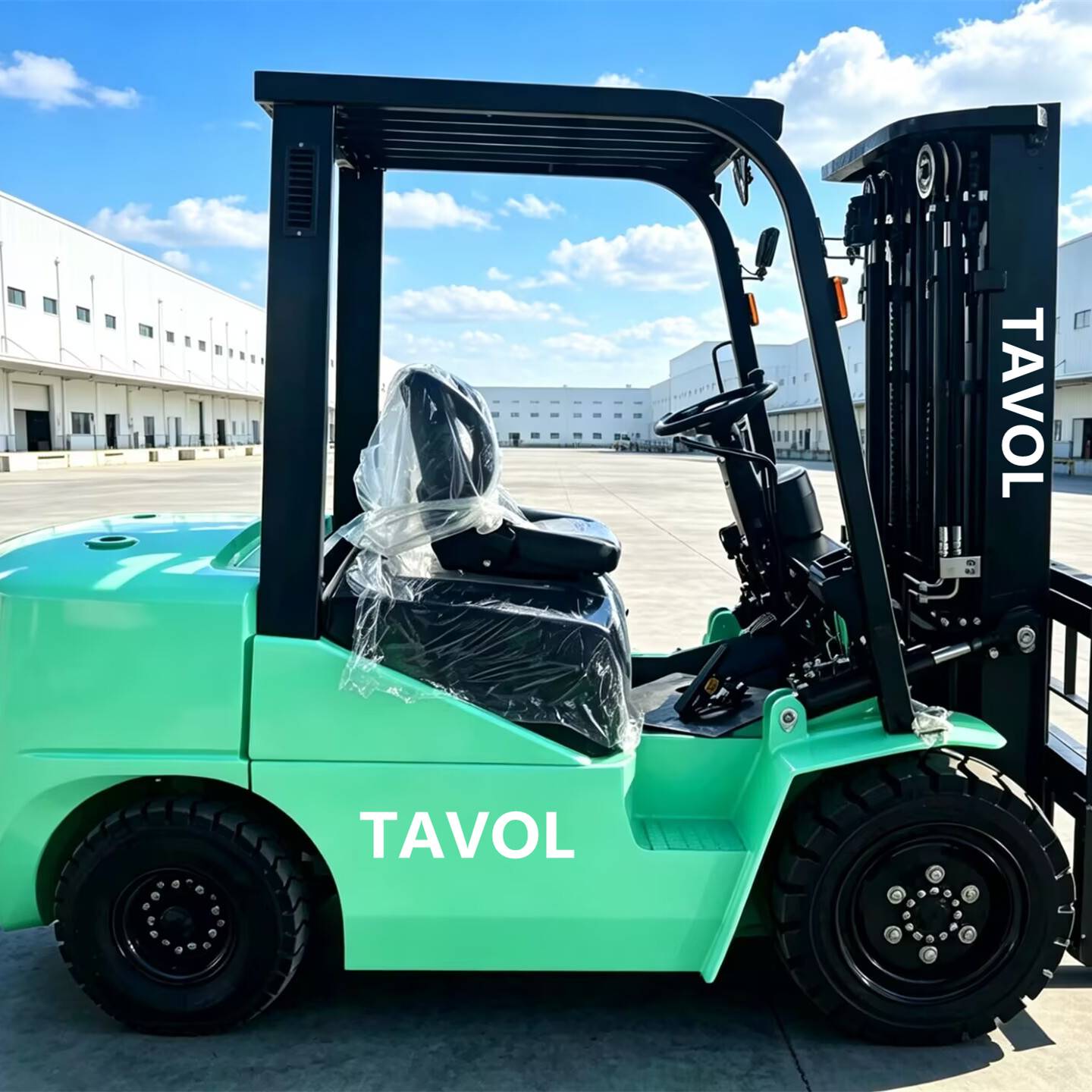 TAVOL 3 Ton Counterbalance Electric Forklift Lithium Battery Solid Tires Electric Side Shifter Seated Operation