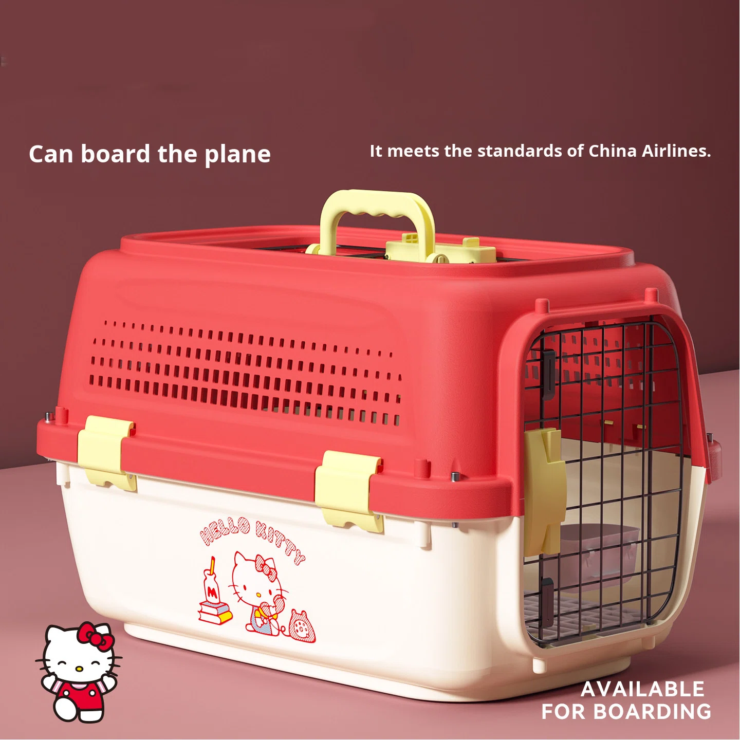 HelloKitt Official Collaboration PP Material Animal Pattern Pet Air Box Air Transport Cat &amp; Dog Portable Handheld Car Carrier
