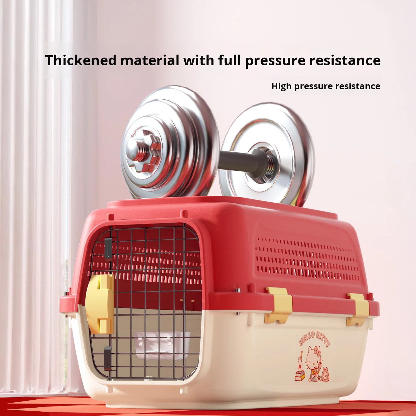 HelloKitt Official Collaboration PP Material Animal Pattern Pet Air Box Air Transport Cat &amp; Dog Portable Handheld Car Carrier