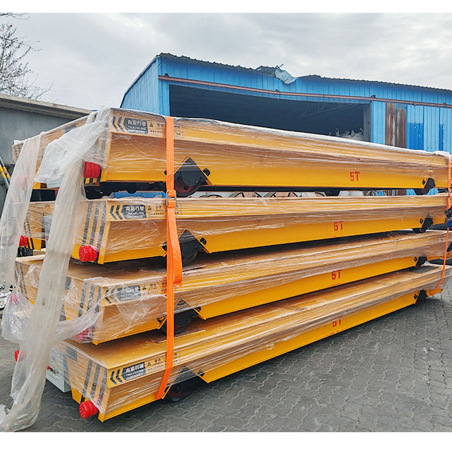 Heavy Duty Rubber Wheel Battery Powered Trackless 10 Tons Electric Flat Transfer Carts