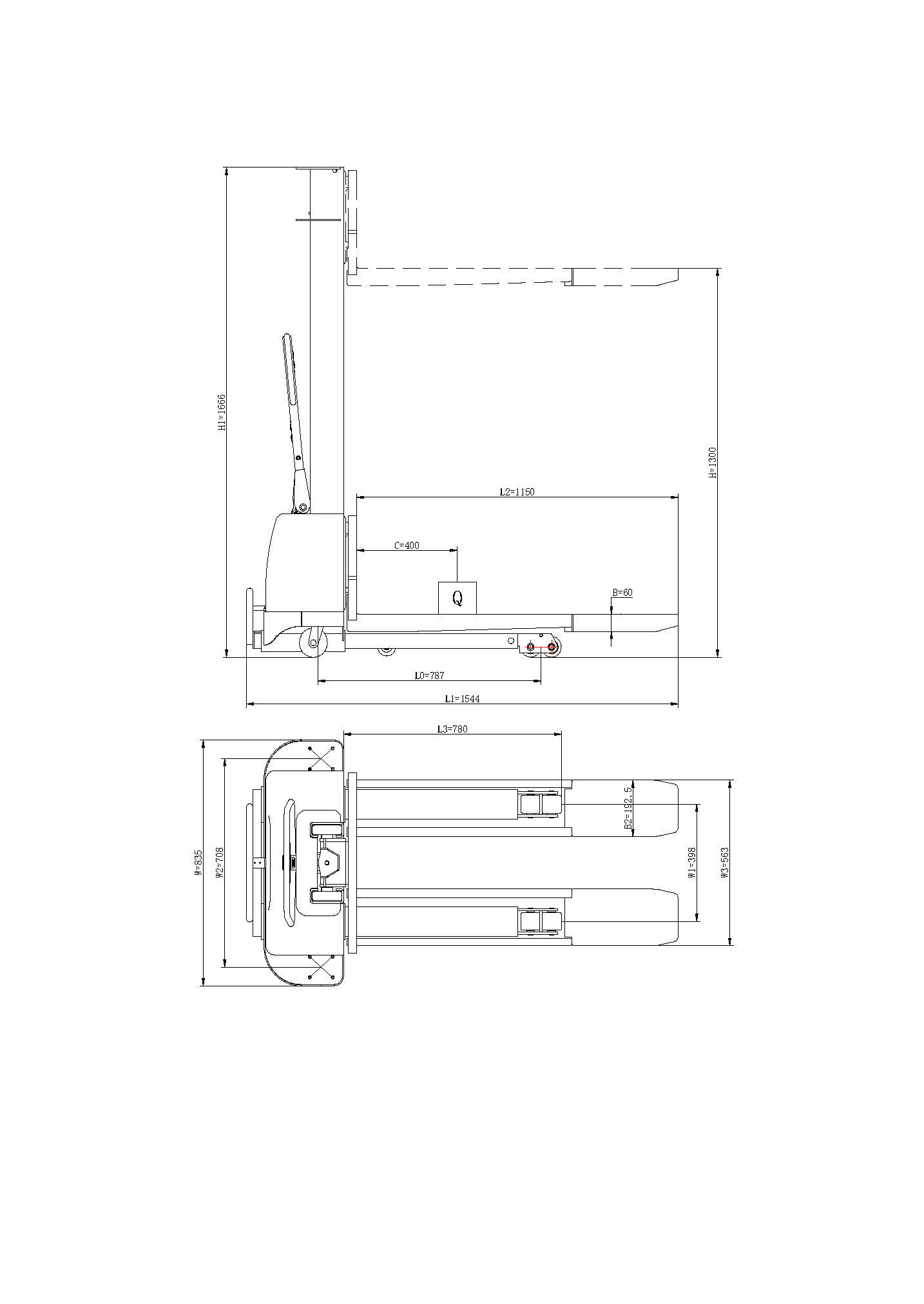 Self Lifting Stacker Dimensions