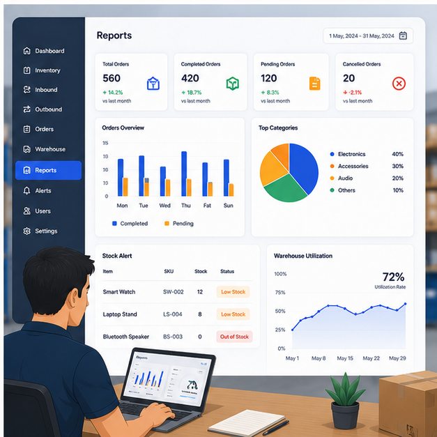 Smart Internet-enabled Warehouse Management Software MAC Mobile App Integration for Inventory Tracking Order Fulfillment