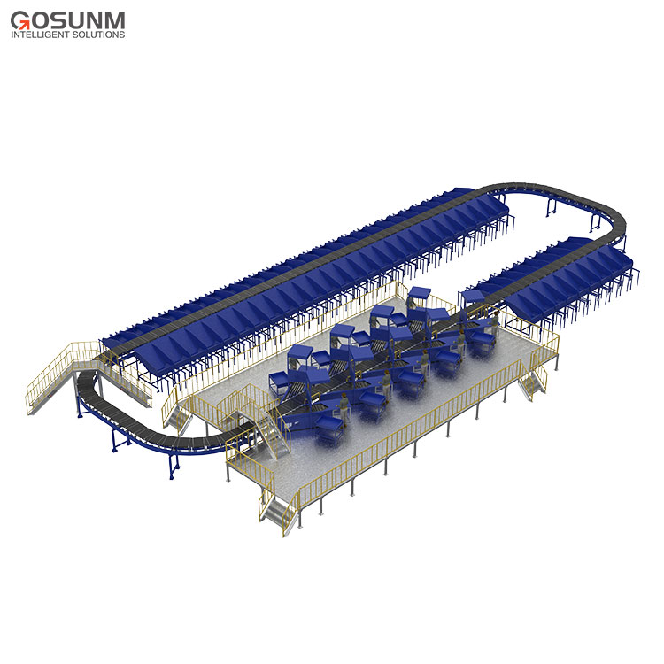 Custom Warehouse E-Commerce Express Scanning Cross Belt Sorting Machine DWS Parcel Sorting Machine for Logistics Company