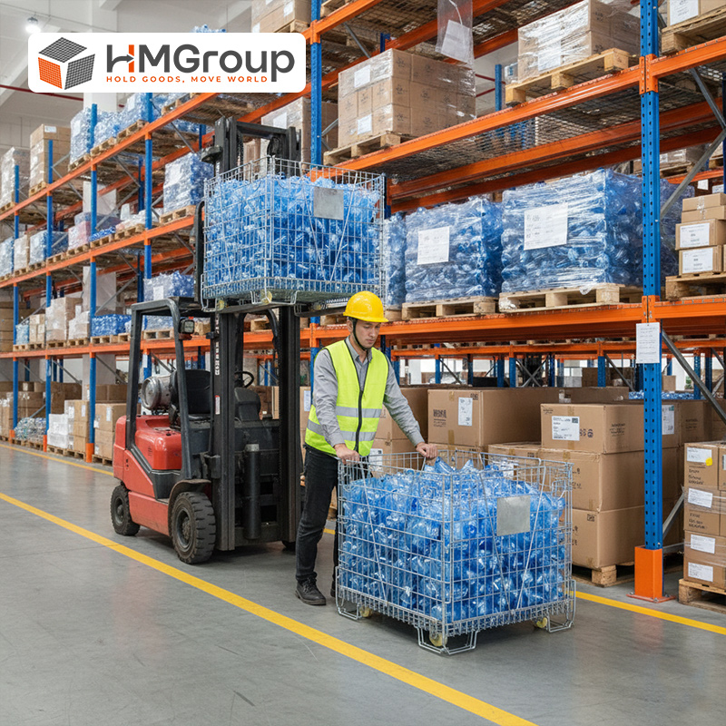 Optimized Logistics Turnover Easy Maneuvering Steel Structure Collapsible Roller Metal Container