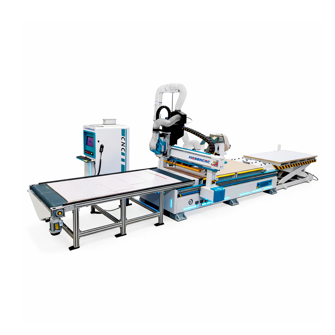 Jinan Mosencnc Fully Automatic CNC Router Production Line Integrated Loading &amp; Unloading System For High-Volume Processing