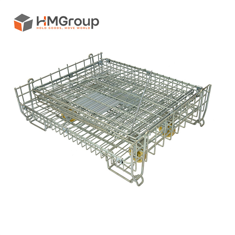 Optimized Logistics Turnover Easy Maneuvering Steel Structure Collapsible Roller Metal Container