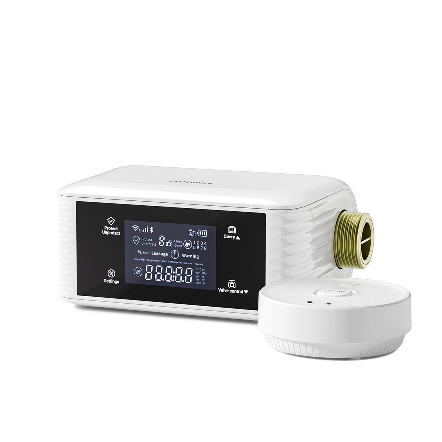 Smart WiFi Water Flow Monitor 0.01-18GPM Pressure Temperature Auto Shutoff Water Leak Detector