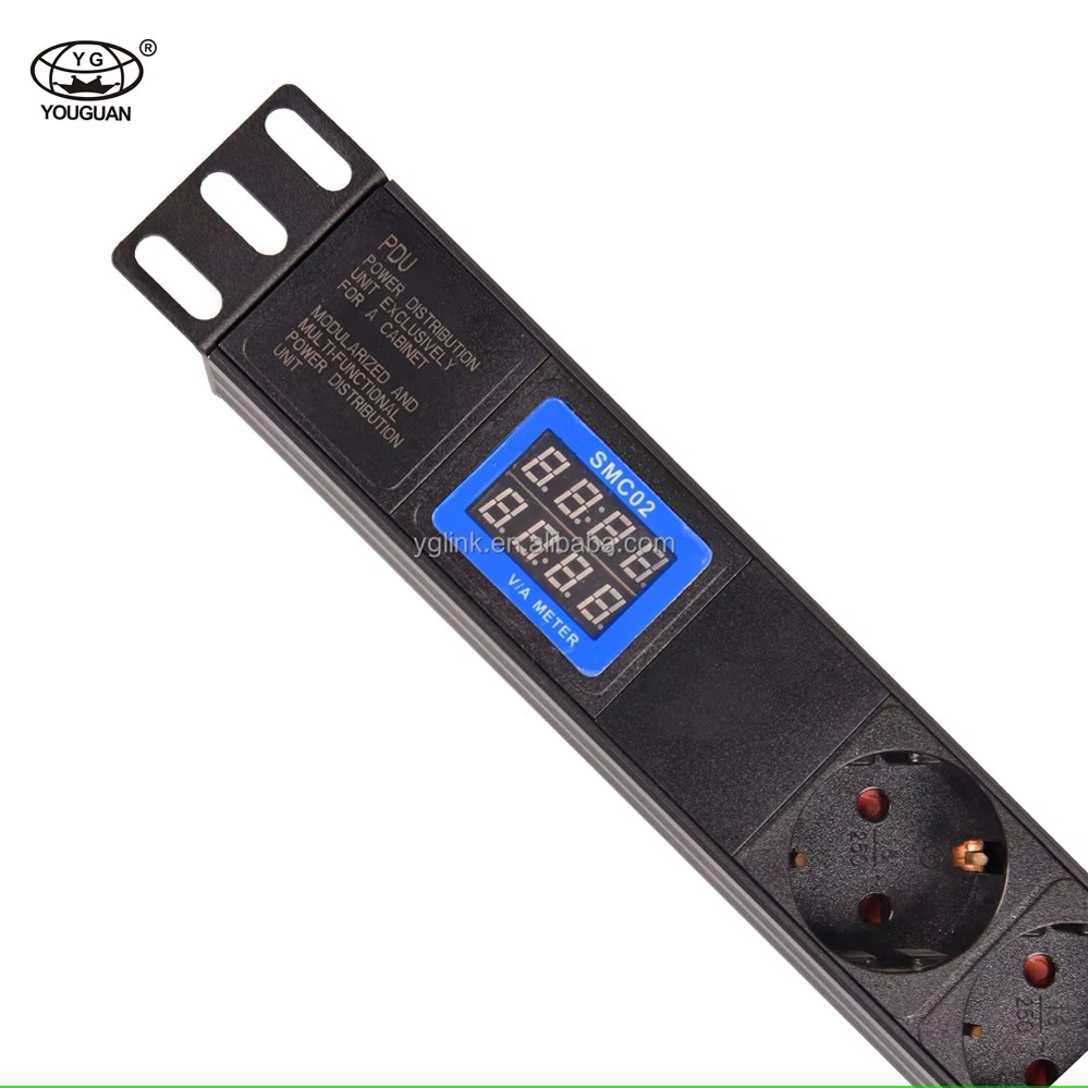 OEM Germany Schuko Sever PDU Power Distribution Equipment Unit 8 Way 16A EU Plug 19' Horizontal Aluminum Cabinet