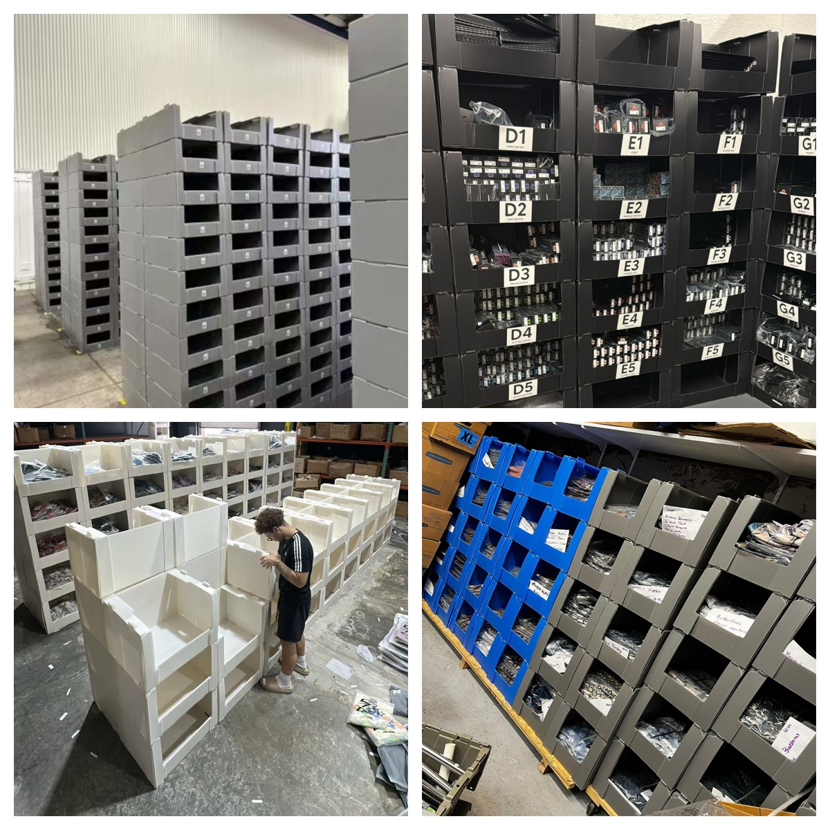Custom Coroplast Picking Bins Stackable Warehouse Storage Bins Open Front Plastic Shelf Bins For Clothing Picking